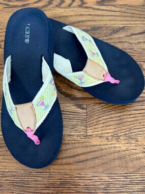 J.Crew Margarita Embroidered Flip Flops / Wedge Sandals